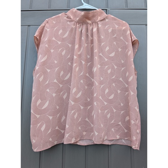 Worthington Sz XL Pink Geometric Print Mock Neck Blouse Shell‎ - Picture 1 of 9
